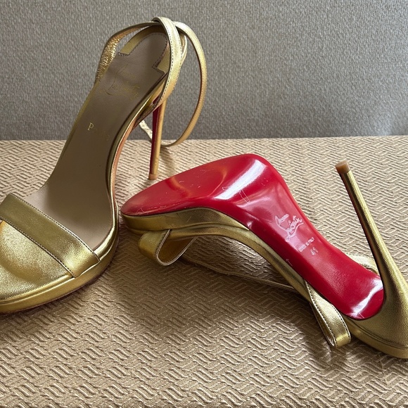 Christian Louboutin Gold Strappy Sandals - Picture 1 of 1